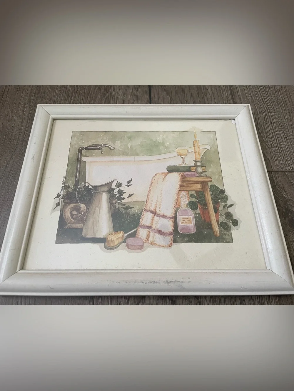 Vintage Bathroom Watercolor Paintings Prints By Diane Knott Set Of 2 Framed